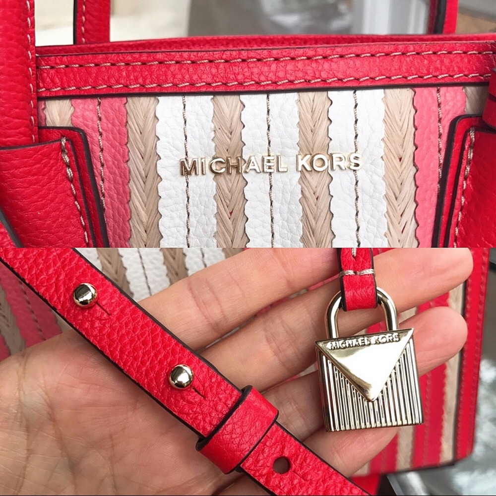 🆕 MICHAEL KORS MERCER BRIGHT RUBY MEDIUM TOTE! - Picture 4 of 9
